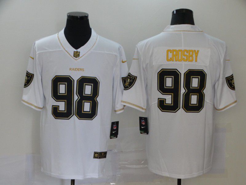Men Oakland Raiders #99 Crosby White Retro gold lettering Nike NFL Jersey->chicago bears->NFL Jersey